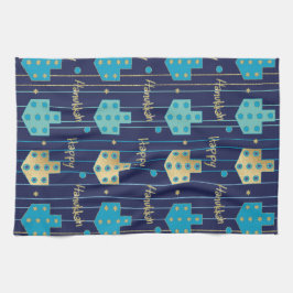 Keukenhanddoek "Blauw/gouden dromen"