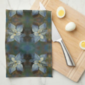 Keukenhanddoek - Blauwe Poinsettias (Quarter Fold)