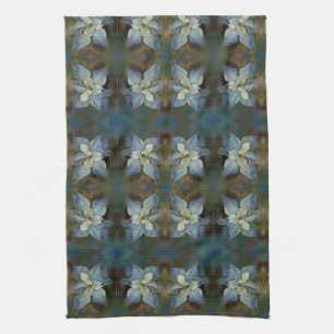 Keukenhanddoek - Blauwe Poinsettias
