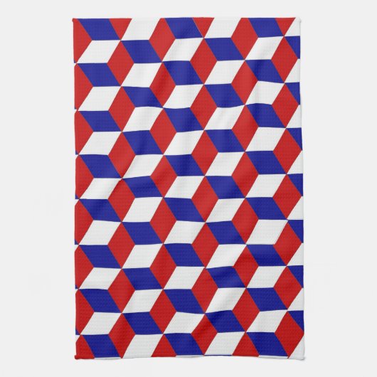 Keukenhanddoek - Blokverlichting, rood wit en blau (Verticaal)