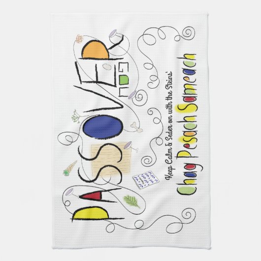 Keukenhanddoek "Chag Pesach Sameach" (Verticaal)