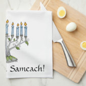 Keukenhanddoek - Chanoeka - Menorah (Quarter Fold)