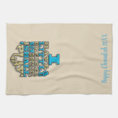 Keukenhanddoek "Chanukah/Dreidel Play, Gold/Blue" (Horizontaal)