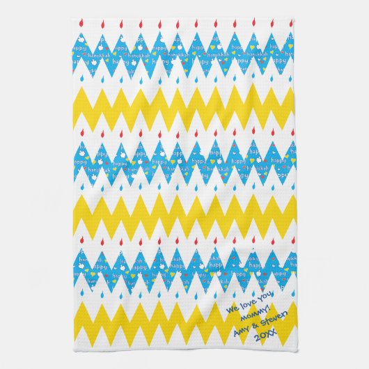 Keukenhanddoek "Chevron/Hanukkah Happy" Dish Towel (Verticaal)