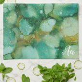 Keukenhanddoek "Colorburst Green-Golds Inkblot" (Gevouwen)