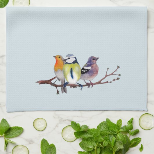 Keukenhanddoek drie kleine vogels (Gevouwen)