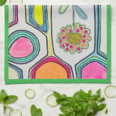 KEUKENHANDDOEK "FLORAL WHISPERS" GROENE TRIM (Gevouwen)