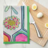 KEUKENHANDDOEK "FLORAL WHISPERS" GROENE TRIM (Quarter Fold)