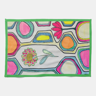 KEUKENHANDDOEK "FLORAL WHISPERS" GROENE TRIM