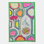 KEUKENHANDDOEK "FLORAL WHISPERS" GROENE TRIM (Verticaal)