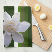 Keukenhanddoek - Gardenia op Stripes (Quarter Fold)