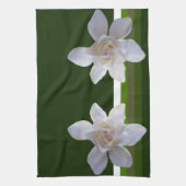 Keukenhanddoek - Gardenia op Stripes (Verticaal)