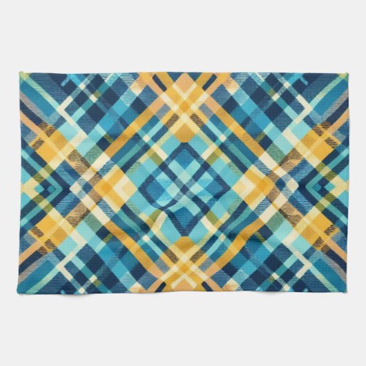 Keukenhanddoek Geel Geruit Design (Horizontaal)
