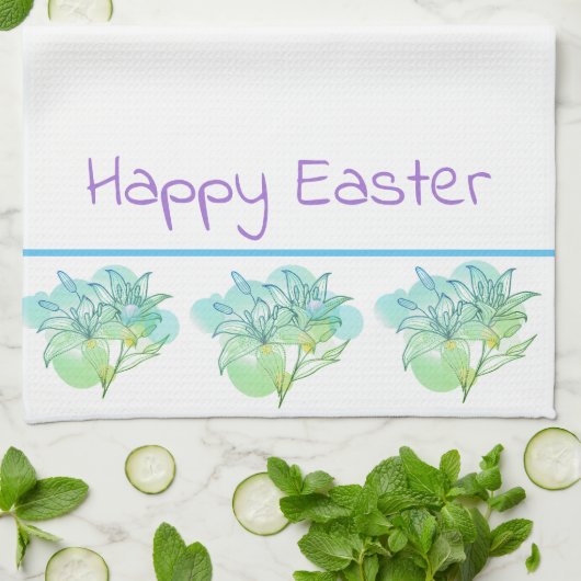 Keukenhanddoek Gelukkige Paaslelies (Gevouwen)
