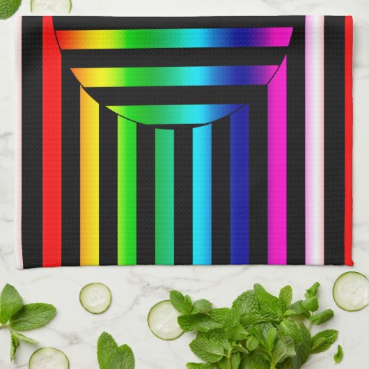 Keukenhanddoek - Gestreepte optische illusie (Gevouwen)