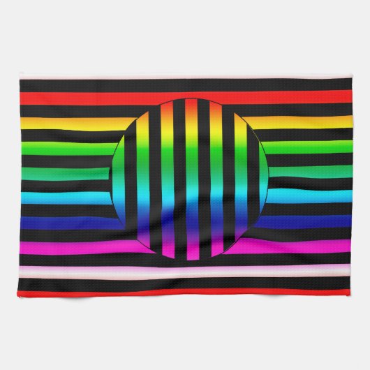 Keukenhanddoek - Gestreepte optische illusie (Horizontaal)