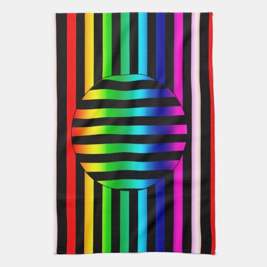 Keukenhanddoek - Gestreepte optische illusie (Verticaal)