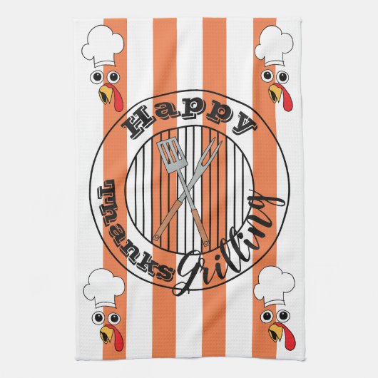 Keukenhanddoek "Happy BedanktGrilling" (Verticaal)