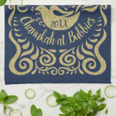 Keukenhanddoek "Happy Chanukah Blackboard Dove" (Gevouwen)