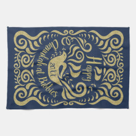 Keukenhanddoek "Happy Chanukah Blackboard Dove"