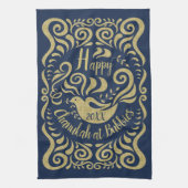 Keukenhanddoek "Happy Chanukah Blackboard Dove" (Verticaal)