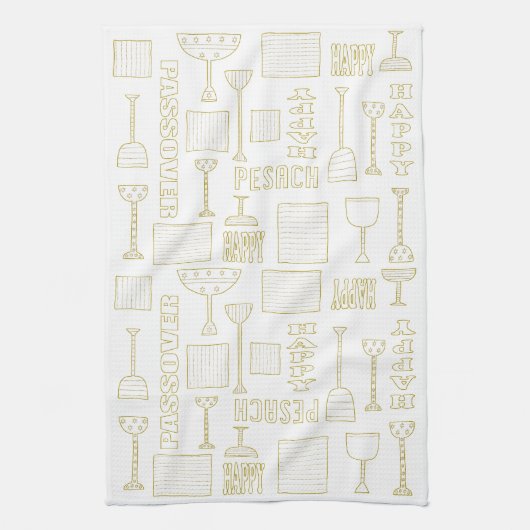 Keukenhanddoek "Happy Pesach Woorden " (Verticaal)