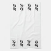 Keukenhanddoek - Holly Leaves in Black en White (Verticaal)