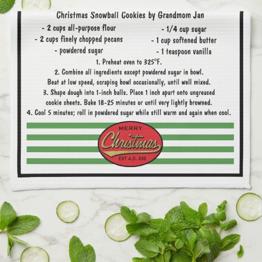 Keukenhanddoek "Kerst Retro Dish Handdoek" (Gevouwen)