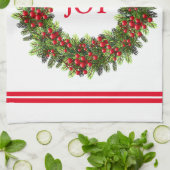 Keukenhanddoek-kerstBerry Wreath Theedoek (Gevouwen)