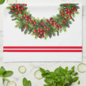 Keukenhanddoek-kerstBerry Wreath Theedoek (Gevouwen)