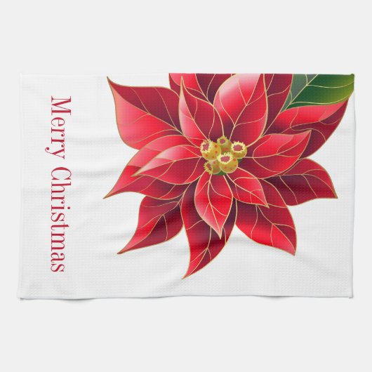Keukenhanddoek-Kerstmis Poinsettia Theedoek (Horizontaal)