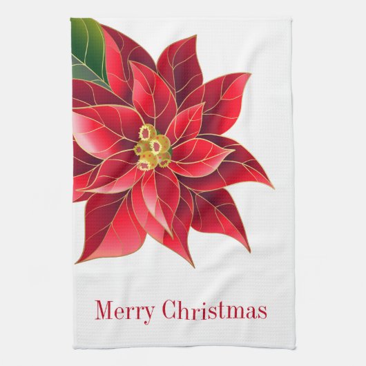 Keukenhanddoek-Kerstmis Poinsettia Theedoek (Verticaal)