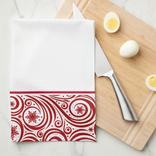 Keukenhanddoek-Kerstmis Sneeuwvlokken Theedoek (Quarter Fold)
