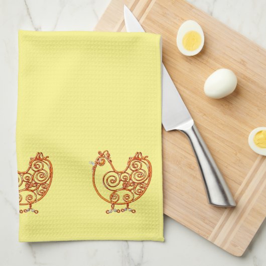 Keukenhanddoek - Koperwierkippen (Quarter Fold)