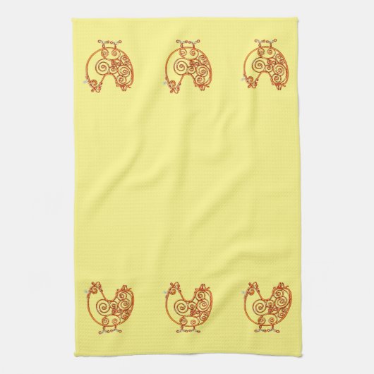 Keukenhanddoek - Koperwierkippen (Verticaal)