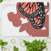 Keukenhanddoek - Koraalgekleurde Monboogvlinder (Gevouwen)