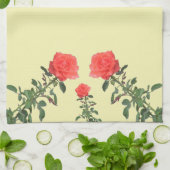 Keukenhanddoek - Lange gestempelde roze rozen (Gevouwen)