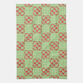 Keukenhanddoek: Leuke rode draken op Green Gingham Theedoek (Verticaal)