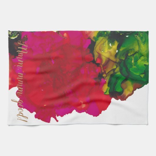 Keukenhanddoek "Magenta bloem" (Horizontaal)