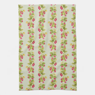 Keukenhanddoek met aardbeienstroken - Lichtgroen