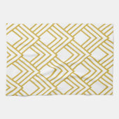 keukenhanddoek met abstracte geometrie, wit en gou (Horizontaal)