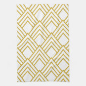 keukenhanddoek met abstracte geometrie, wit en gou (Verticaal)