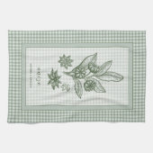 Keukenhanddoek met anijs - groene geruite rand (Horizontaal)