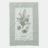 Keukenhanddoek met anijs - groene geruite rand (Verticaal)