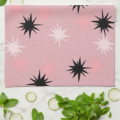 Keukenhanddoek met atoomroze Starbursts (Gevouwen)