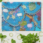 Keukenhanddoek met blauwe cupcakes (Gevouwen)