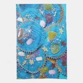 Keukenhanddoek met blauwe cupcakes (Verticaal)