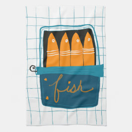Keukenhanddoek met blikvis