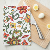 Keukenhanddoek met bloemdecoratieve patronen (Quarter Fold)