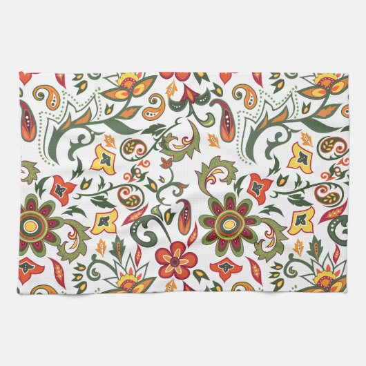 Keukenhanddoek met bloemdecoratieve patronen (Horizontaal)